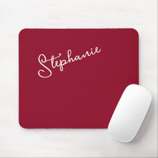 Tapis De Souris Minimalist Personalized Script Name Red Burgundy