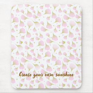 Tapis De Souris Minimaliste Fleurs de Pétale Rose Pâle Pastel Doux