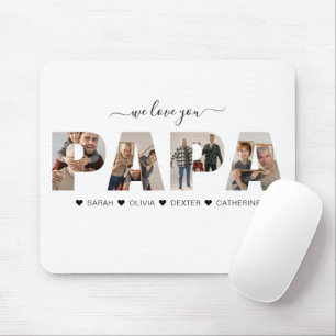 Tapis De Souris Minimaliste We Love You PAPA Photo Collage