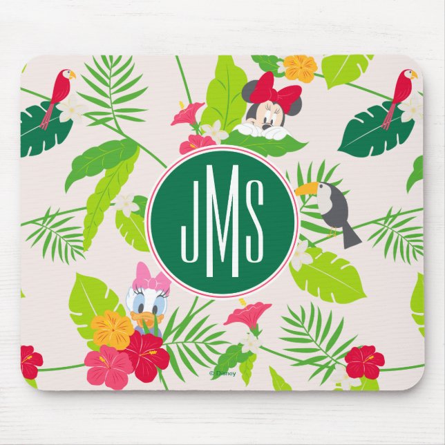 Tapis De Souris Minnie et Daisy | Monogramme Motif tropical (Devant)