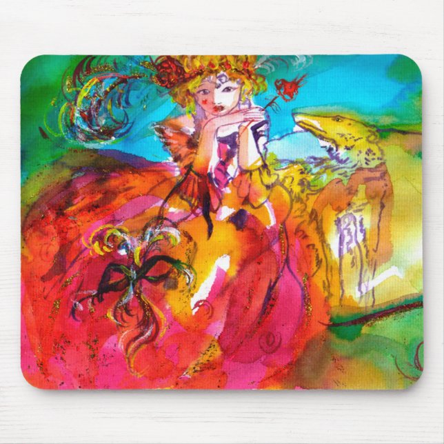 Tapis De Souris MIRANDOLINA rose bleu jaune (Devant)