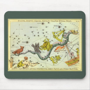 Tapis De Souris Miroir d'Urania, Carte céleste d'astronomie vintag