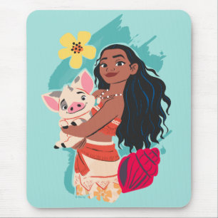 Tapis De Souris Moana Holding Pua Illustré