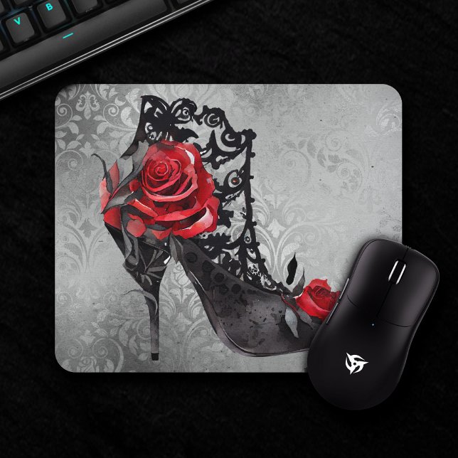Tapis De Souris Mode gothique Roses rouges Stiletto Bootie sur Gru (Créateur téléchargé)