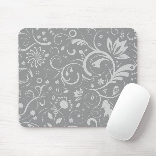 Tapis De Souris Modèle Damas, Damas gris, Damas français (Avec souris)