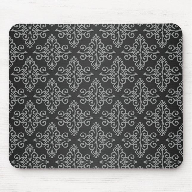 Tapis De Souris Modèle Damas noir et blanc (Devant)