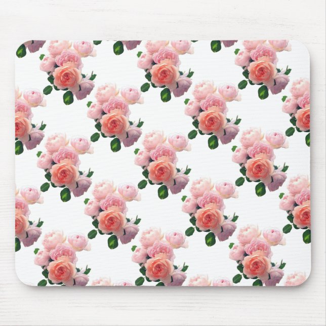 Tapis De Souris Modèle d'aquarelle florale rose tendance Roses (Devant)