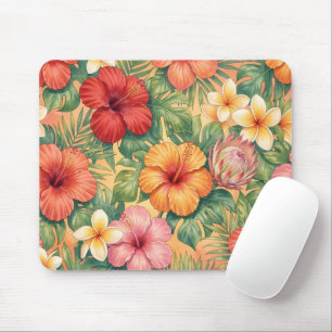 Tapis De Souris Modèle de fleurs décoratives aloha d'Hawaï
