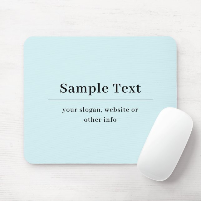 Tapis De Souris Modèle de texte simple et élégant | Bleu Clair (Avec souris)