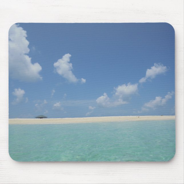 Tapis De Souris Modèle des Maldives tendance Mer Bleue Ciel Nuages (Devant)