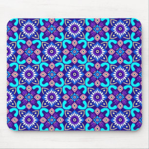Tapis De Souris Modèle floral géométrique rétro-vibrant