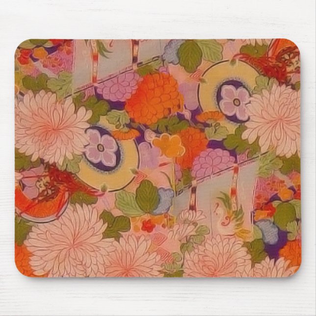 Tapis De Souris Modèle floral rose kimono (Devant)