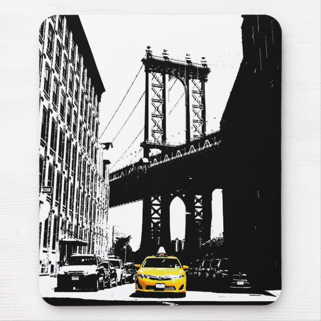 Tapis De Souris Modèle Nyc New York City Yellow Taxi Brooklyn (Devant)