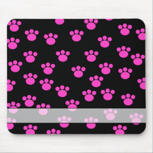 Tapis De Souris Modèle rose et noir lumineux d'empreinte de patte