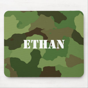 Tapis De Souris Modèle White Text on Military Style Camouflage