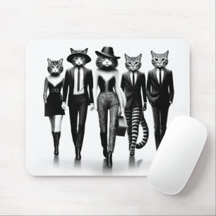 Tapis De Souris Modèles de piste d'Hep Cat marchant sur le trottoi