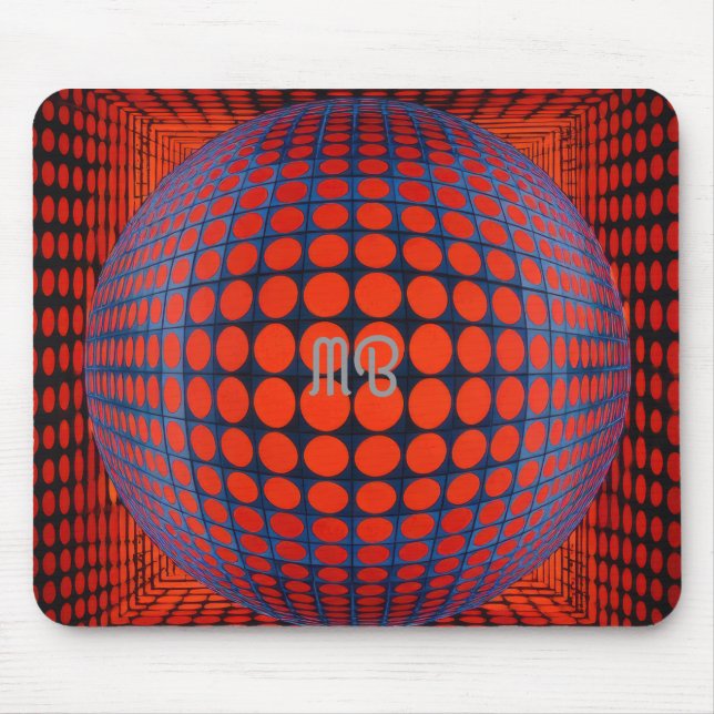 Tapis De Souris Modern Abstract Geometric Black Red Blue Pattern (Devant)