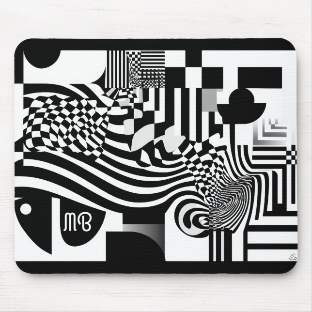 Tapis De Souris Modern Abstract Geometric Black White Pattern (Devant)