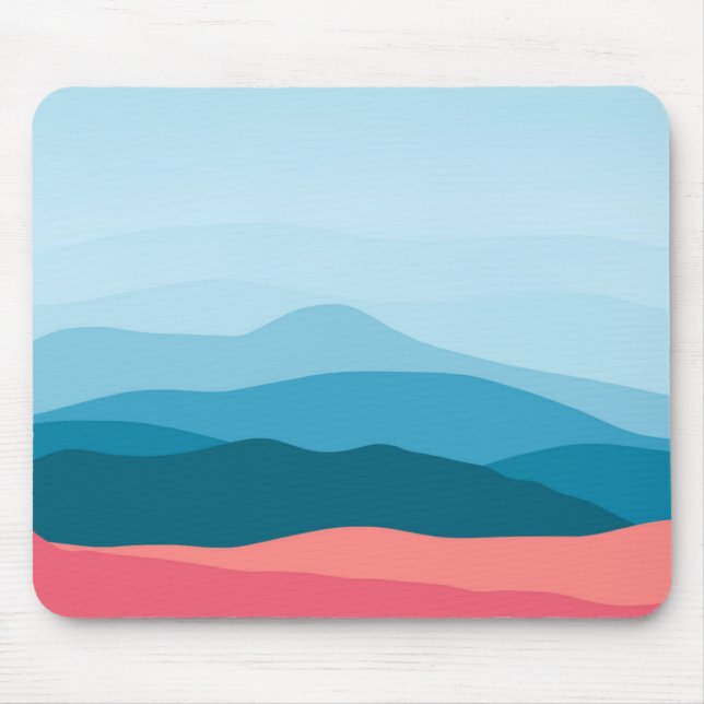 Tapis De Souris Modern Abstract Pastel Blue Pink Mountains (Devant)