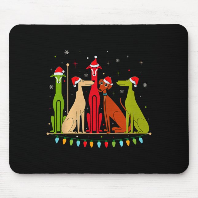 Tapis De Souris Modern Dogs 60s 70s 80s Style Funny Dogs Christmas (Devant)