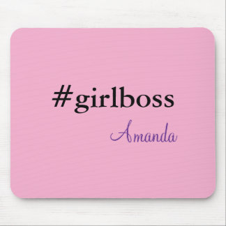 Tapis De Souris Modern Pink Girl Boss & Name | best Girly Mousepad