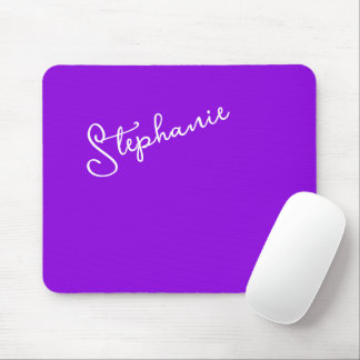 Tapis De Souris Modern Purple Personalized Name Script Minimalist 