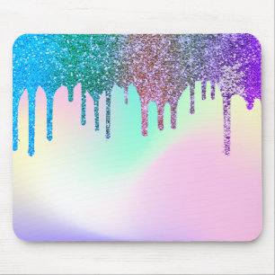 Tapis De Souris Modern Rainbow Glitter Drips Holographic