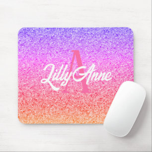 Tapis De Souris Modern Rainbow Glitter Personalized Monogram