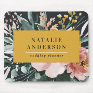 Tapis De Souris Moderne aquarelle fleurie et feuillage élégant