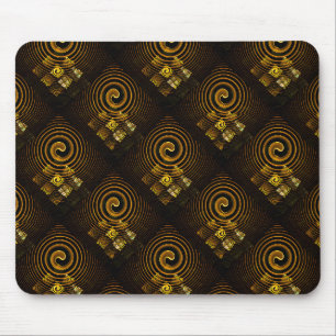 Tapis De Souris Moderne Bohème Élégant Motif d'Art Abstrait Doré #