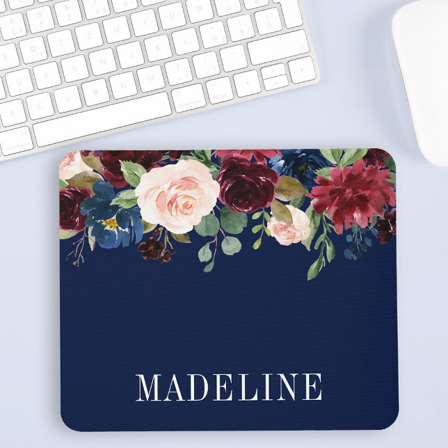 Tapis De Souris Moderne Elégant Aquarelle tendance Floral (Customize to change text size, color or text style.)