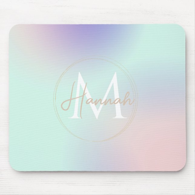 Tapis De Souris Moderne Elégant Pastel Rose Mint Purple Gradient (Devant)