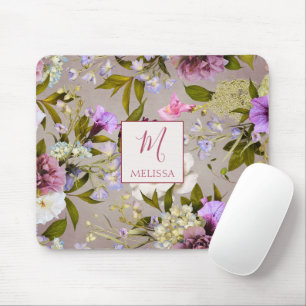 Tapis De Souris Moderne Fleur Sauvage Gras Violet Cadeau Personn