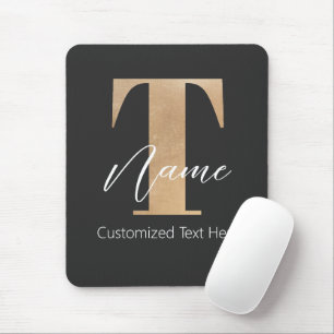 Tapis De Souris Moderne Monogramme Initiale T & Nom Personnalisé