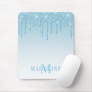 Tapis De Souris Moderne Parties scintillant de Monogramme Bleu Lum