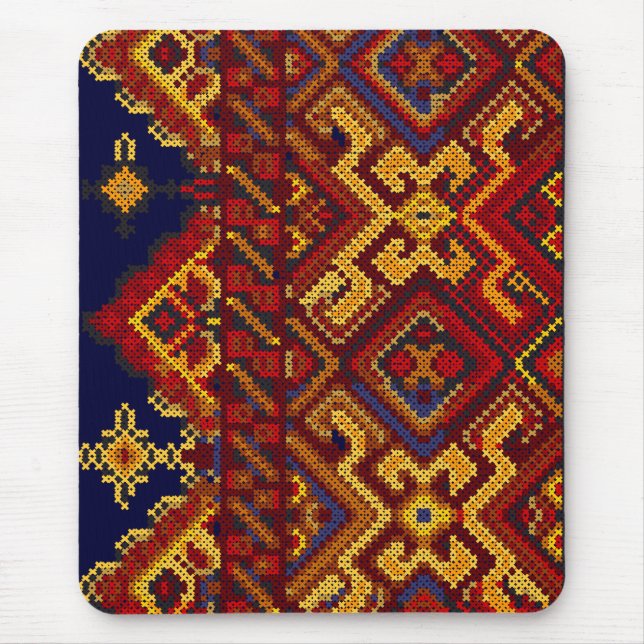 Tapis de souris moderne point de croix rouge jaune (Devant)