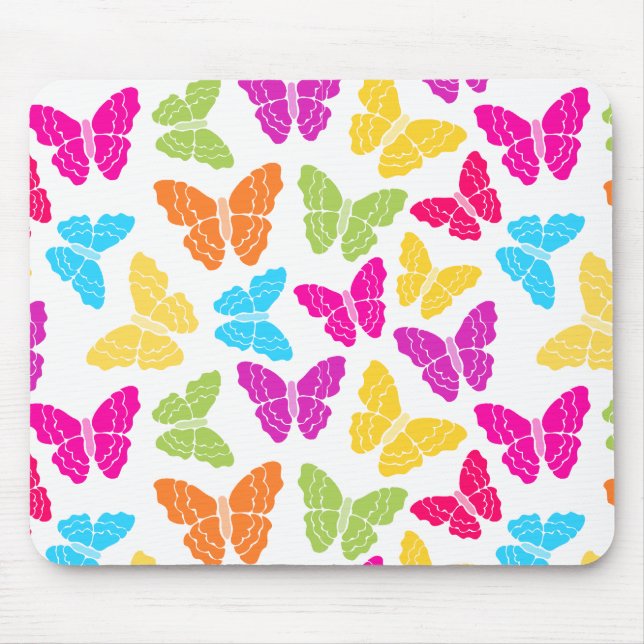 Tapis De Souris Moderne Vibrant Arc-en-ciel Butterfly mûre Motif (Devant)