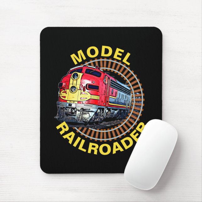 Tapis De Souris Modifier le modèle de texte Railroader Red Yellow  (Avec souris)
