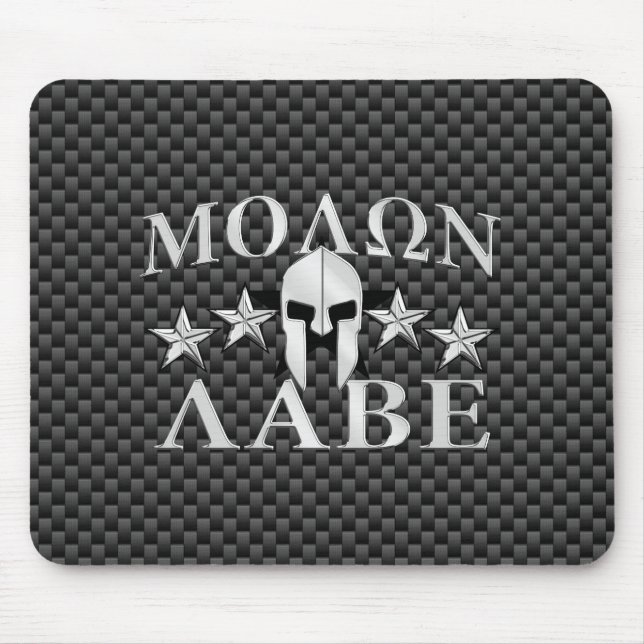 Tapis De Souris Molon Labe Spartan Warrior 5 étoiles Carbon (Devant)