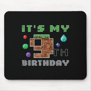 Tapis De Souris Mon 9e anniversaire Pixel 9 Gamer Vidéo Jeux Garço