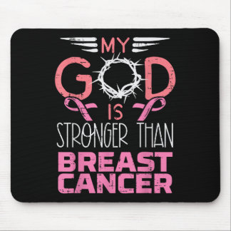 Tapis De Souris Mon Dieu est plus fort que la conscience du cancer