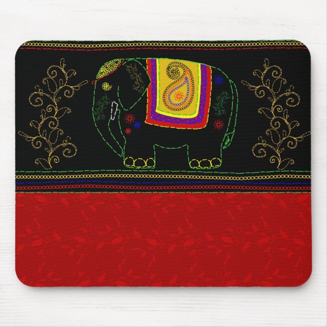 Tapis De Souris Mon éléphant d'Asie - rouge indien (Devant)