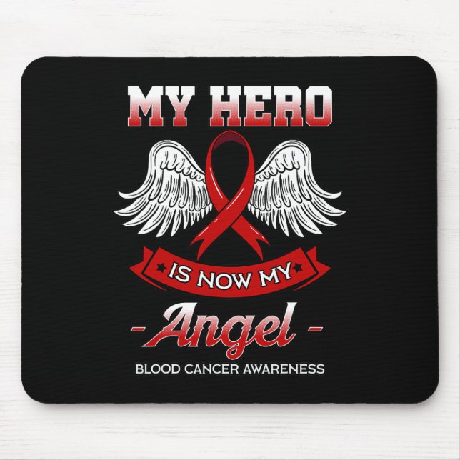 Tapis De Souris Mon Héros Est Maintenant Mon Ange Cancer Sang Canc (Devant)