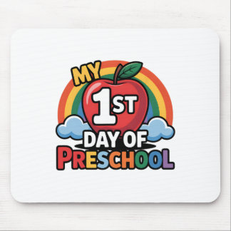 Tapis De Souris Mon premier jour de maternelle arc-en-ciel pomme r