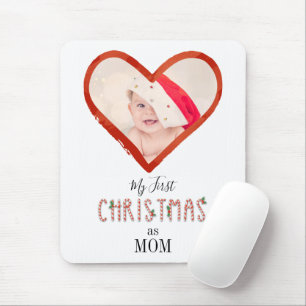Tapis De Souris Mon premier Noël en tant que maman Amour Coeur Béb
