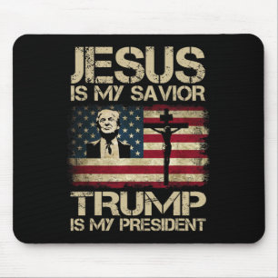 Tapis De Souris Mon Sauveur Trump Est Mon Président Trump 2024 Éta
