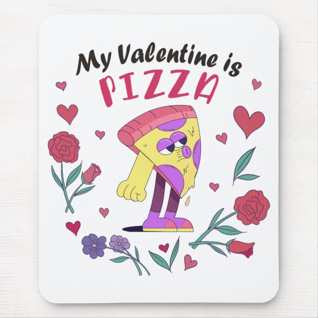 Tapis De Souris Mon Valentin est une invitation à la pizza (Devant)