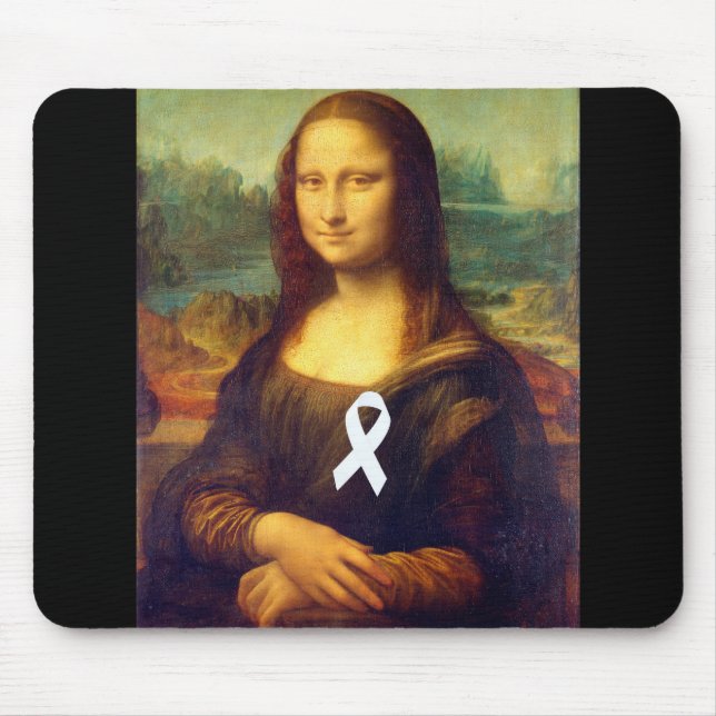 Tapis De Souris Mona Lisa Au Ruban Blanc (Devant)