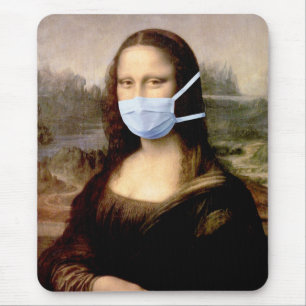 Tapis De Souris Mona Lisa avec Masque Da Vinci se moquant des Arts
