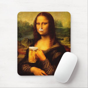 Tapis De Souris Mona Lisa boire de la bière, Amateur de bière